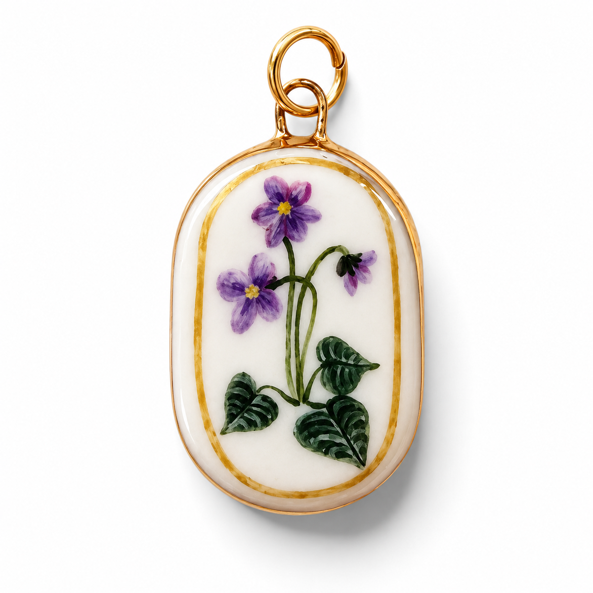 Violet Portrait Large Oval Charm