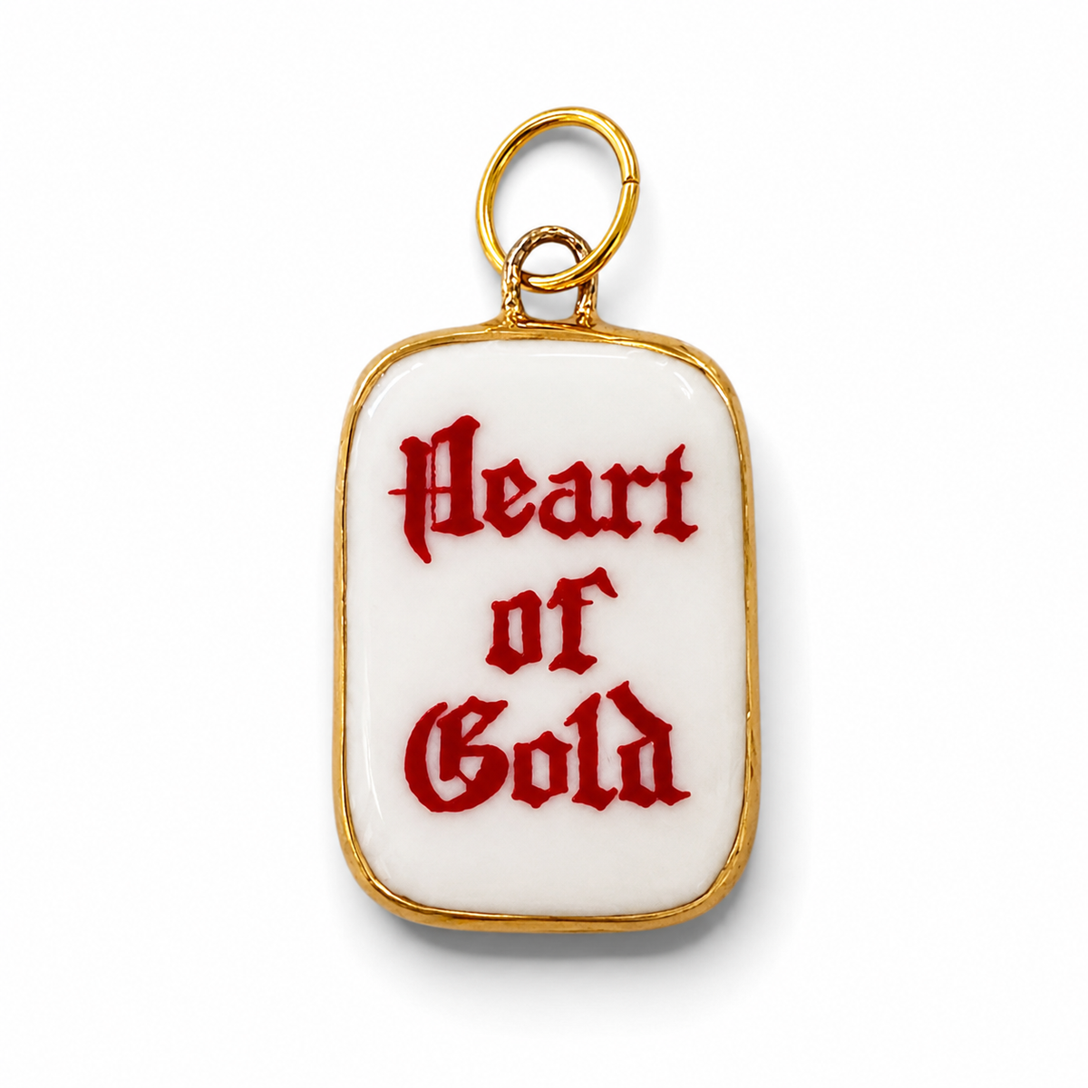“Heart of Gold” Old English Rectangle Charm