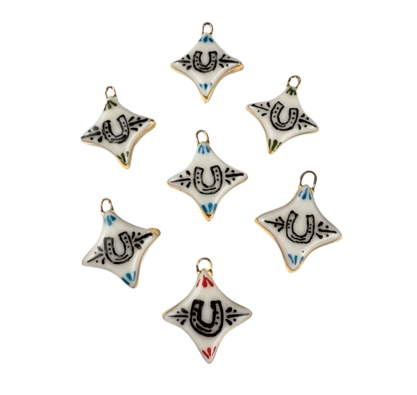 Horseshoe 4-Point Star Charm