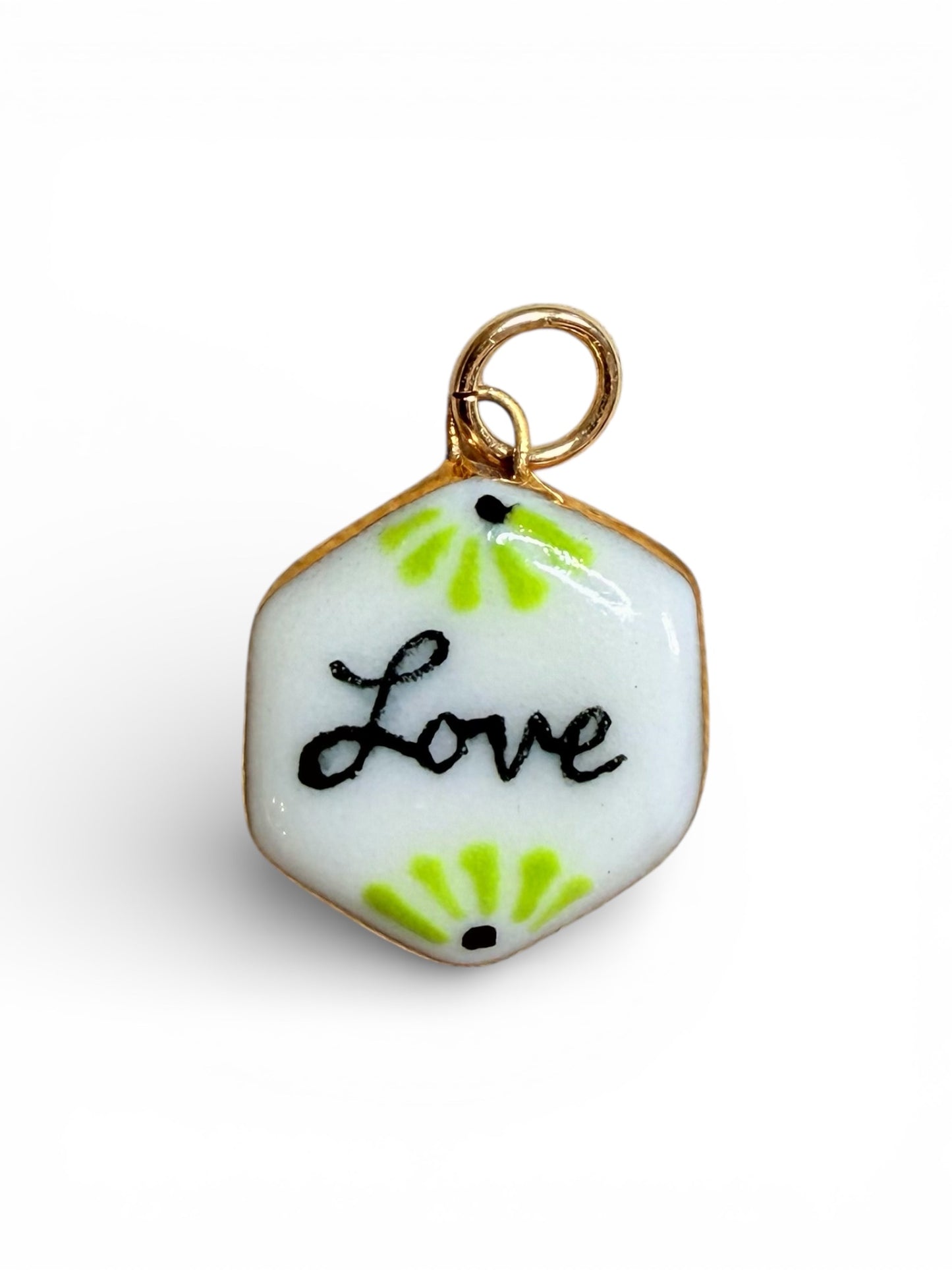 "Love" Floral Hexagon Charm