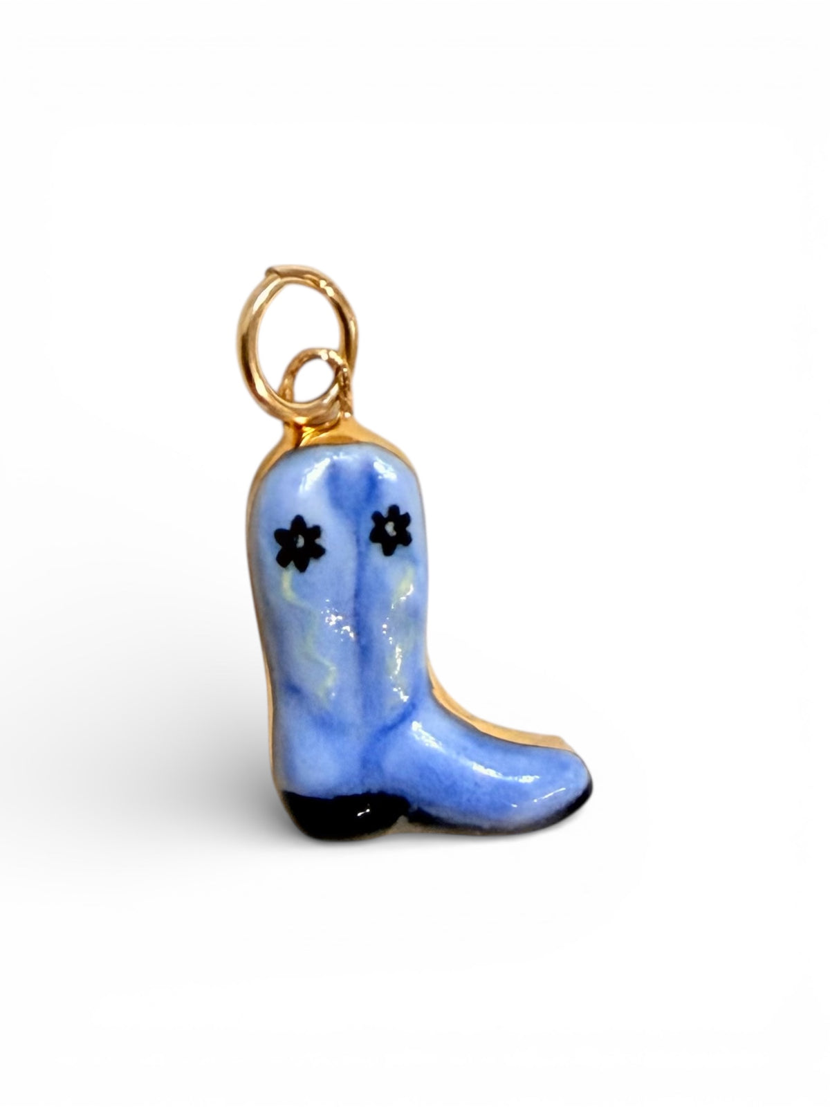 Cactus, Yellow "Lucky", Periwinkle Boot Charm Necklace