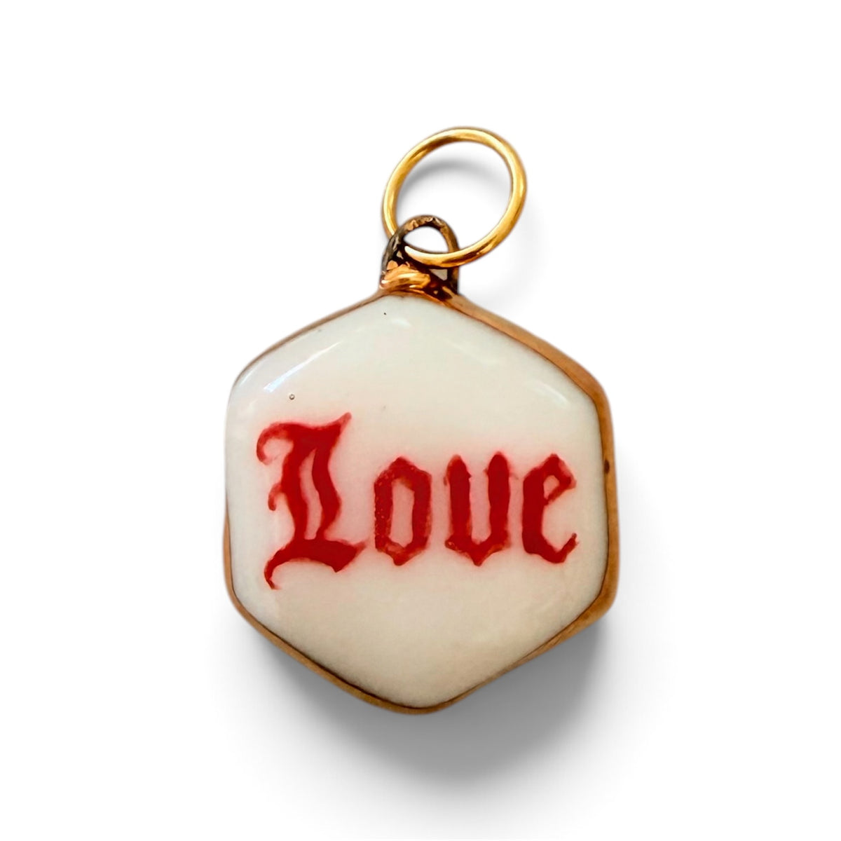 “Love” Old English Hexagon Charm