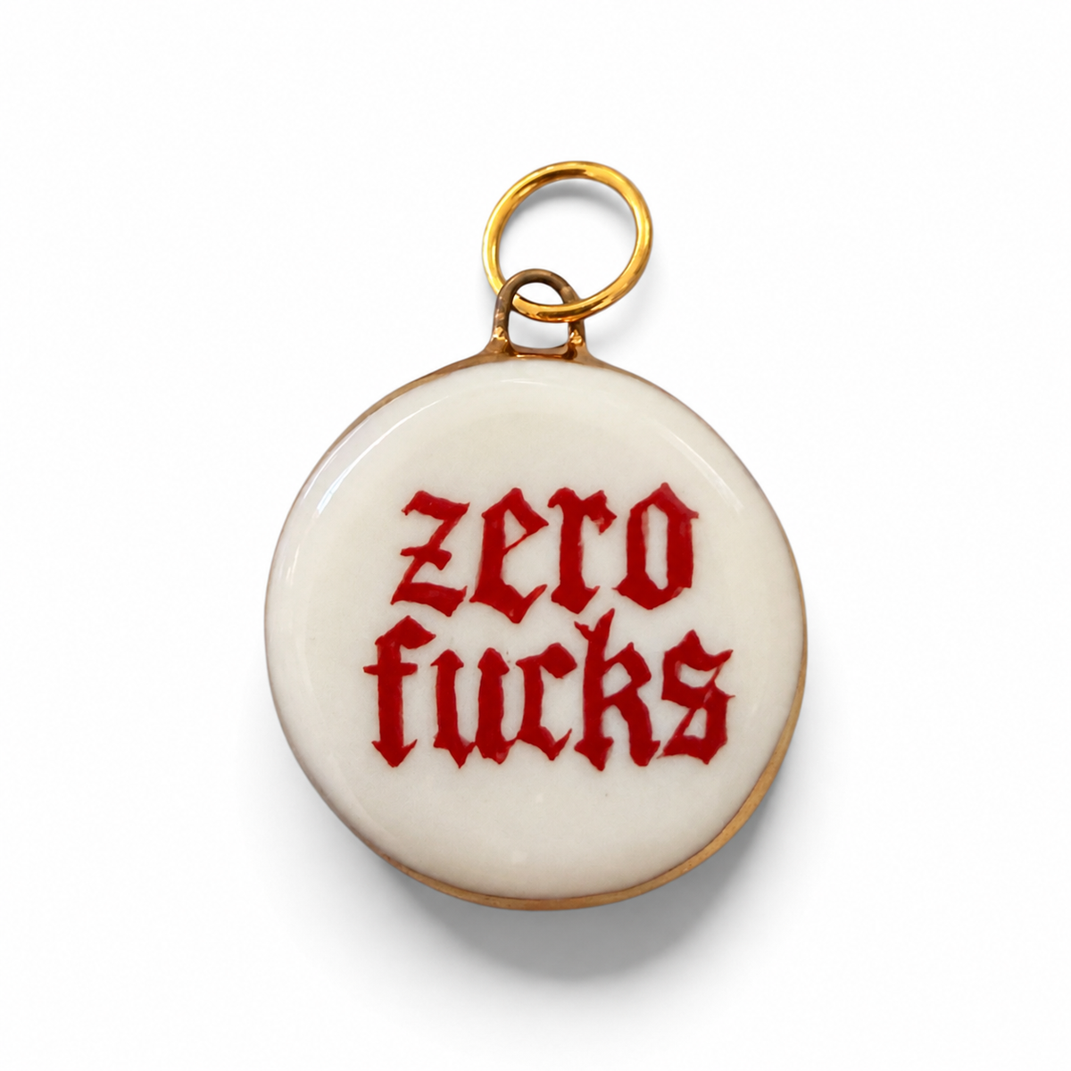 “Zero Fucks” Old English Circle Charm