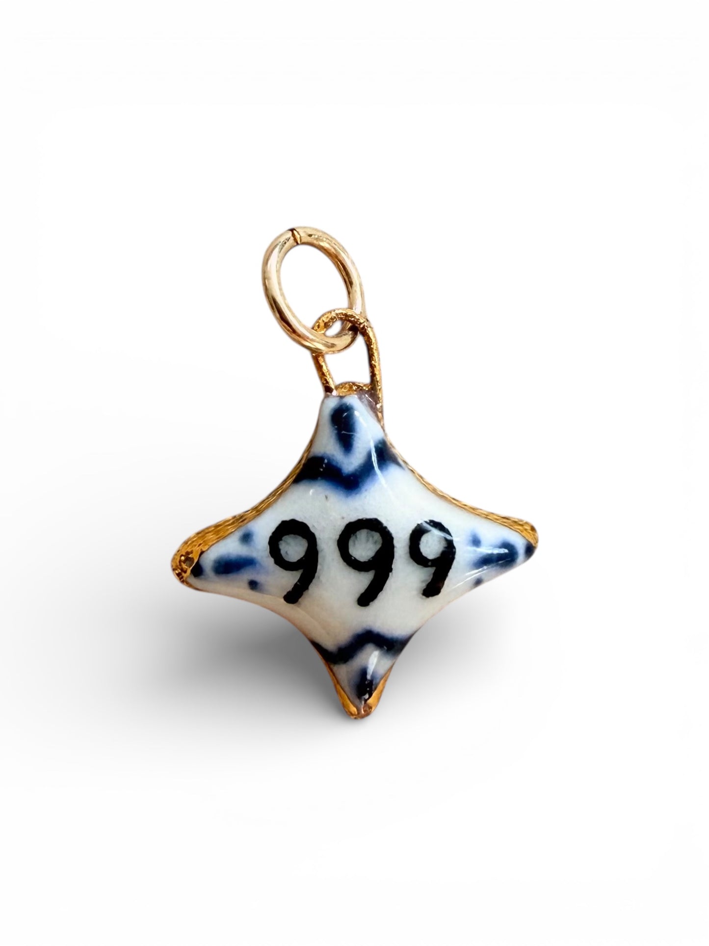 999 Angel Number 4 Point Star Charm