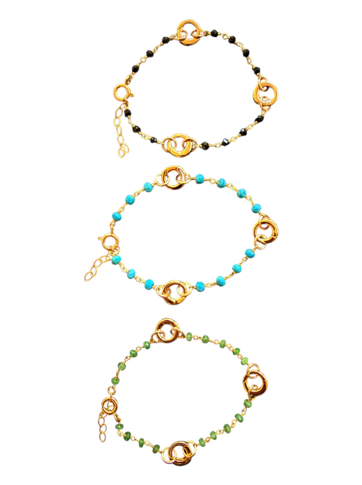 Wire Wrap Three Charm Holder Bracelet w/ Extender