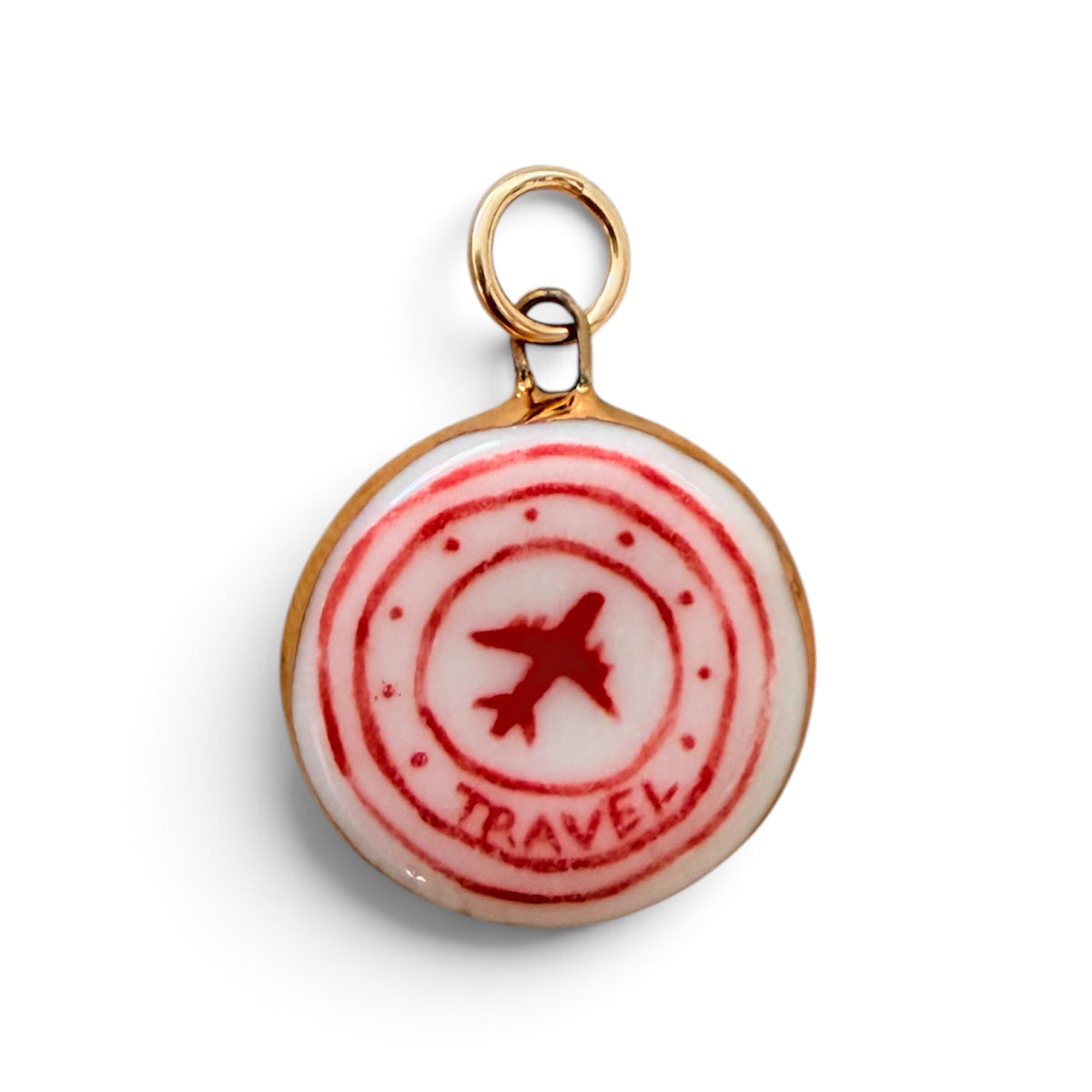 Travel Stamp Circle Charm