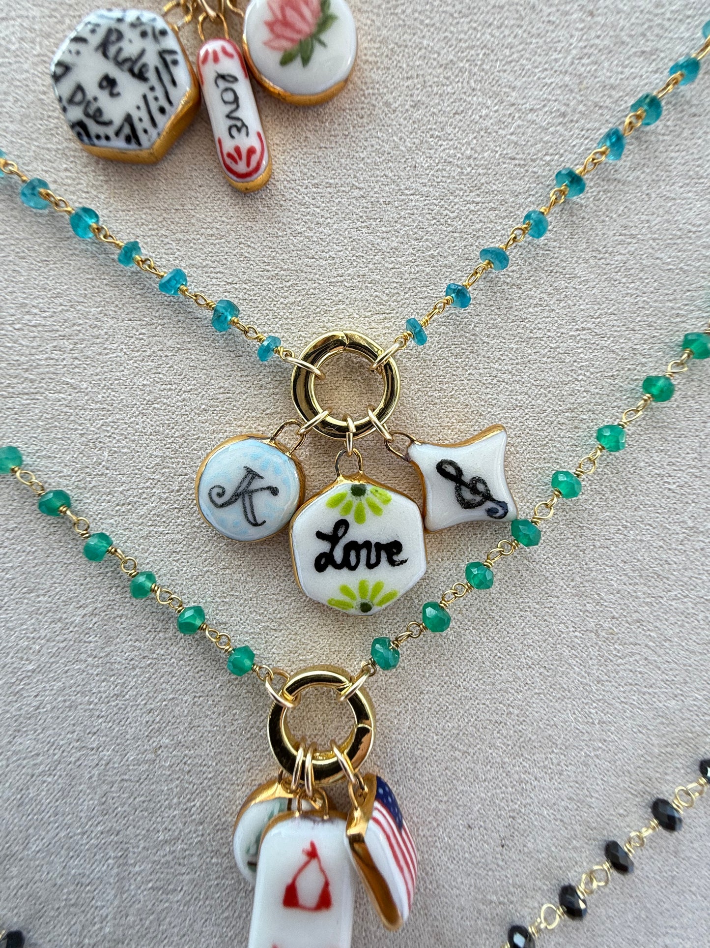 Blue Beaded Gold-Filled Chain Necklace