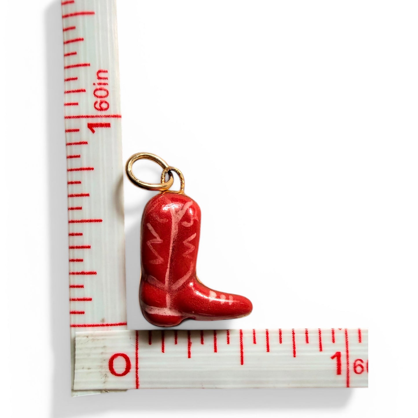 Cherry Diamond, "Bless Your Heart", Red Boot Charm Necklace