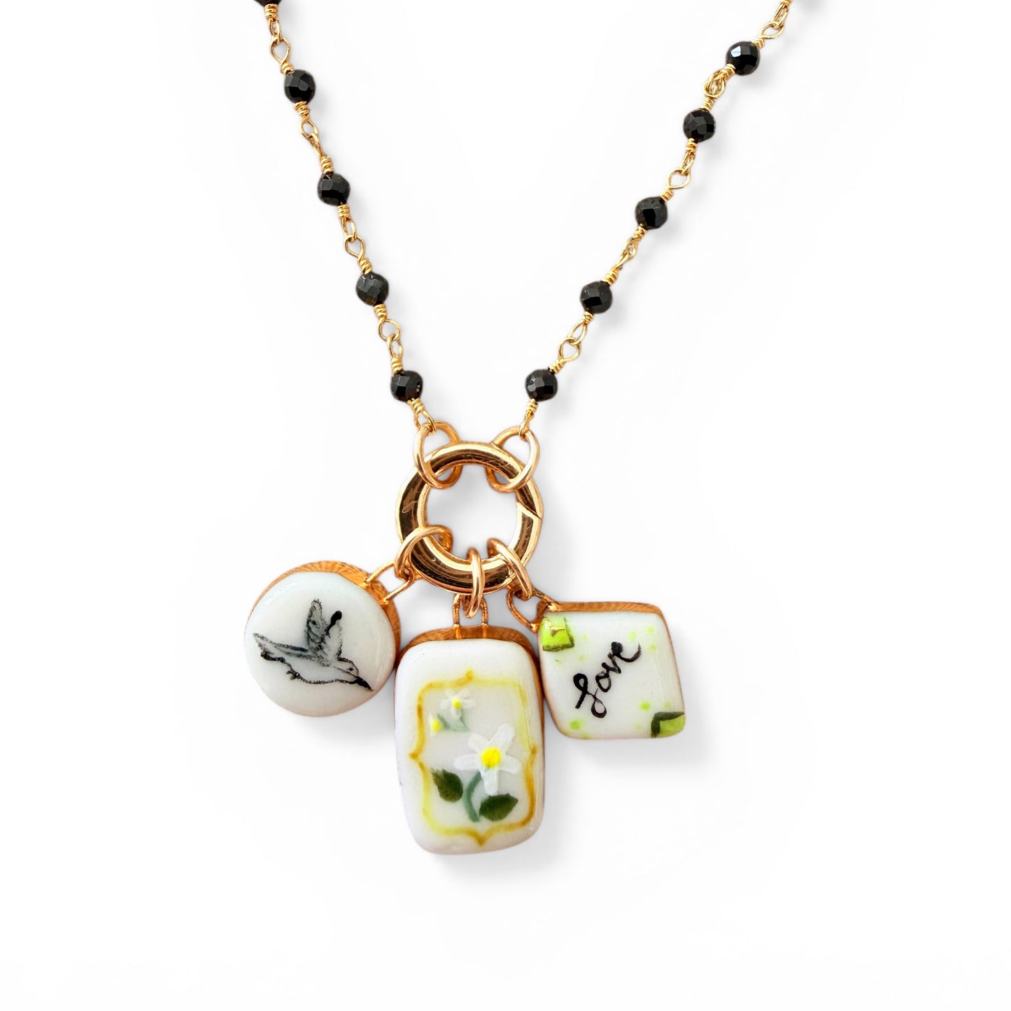 “Love” Floral Diamond Charm