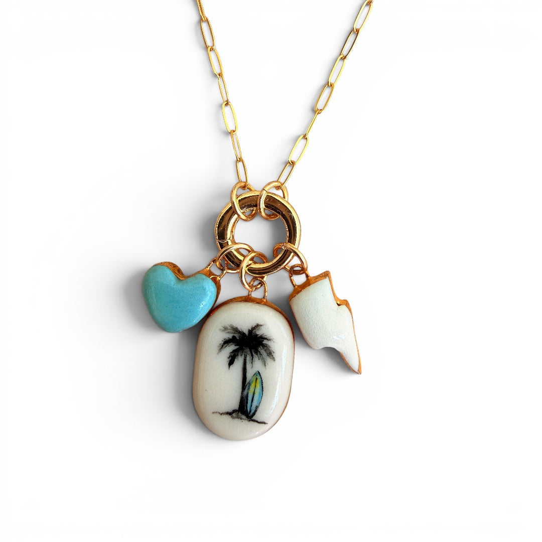 Palm Tree Surfboard Charm