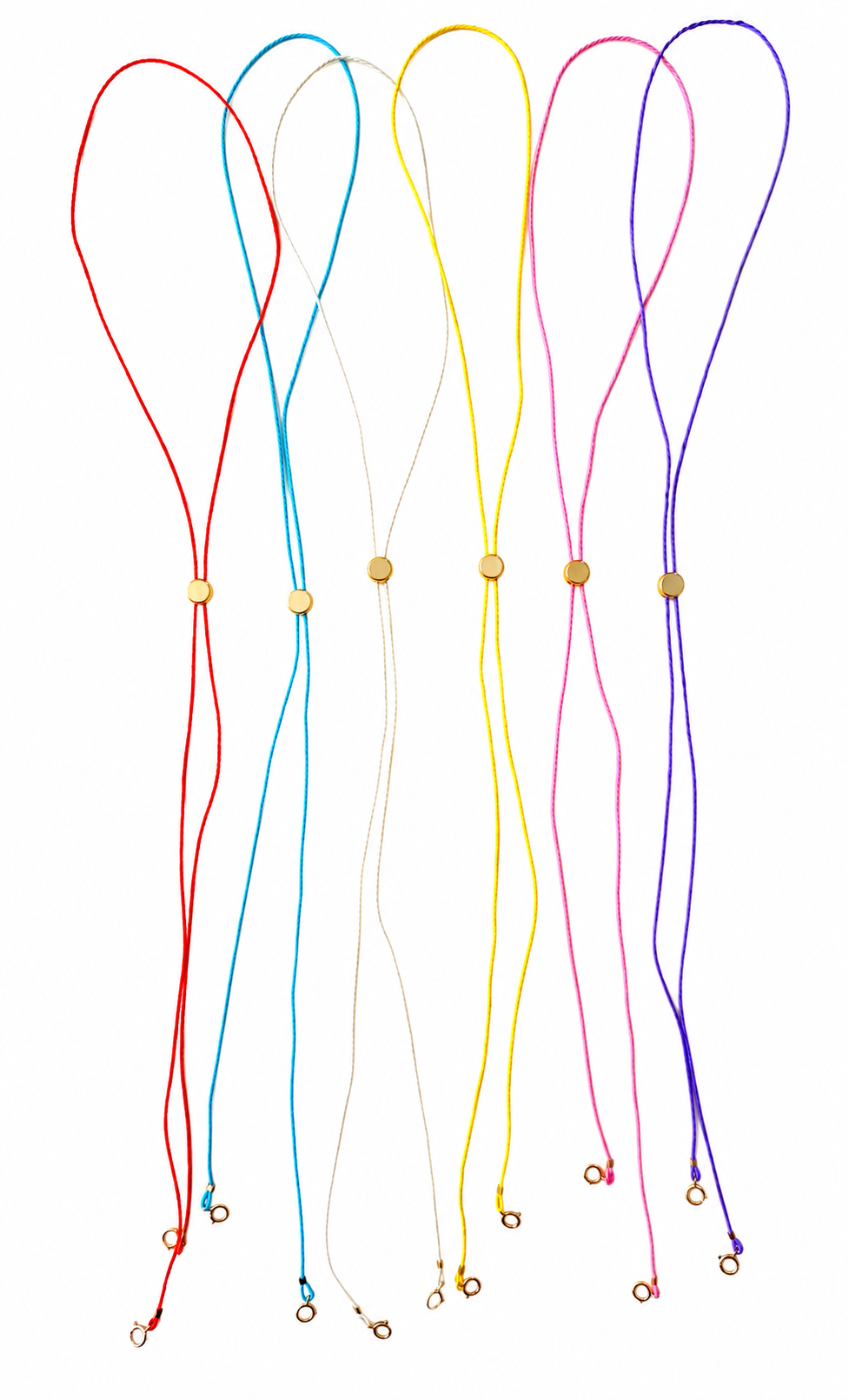 Waxed Cord Slider Lariat Necklace with Double Charm Holders - Pastels and Brights
