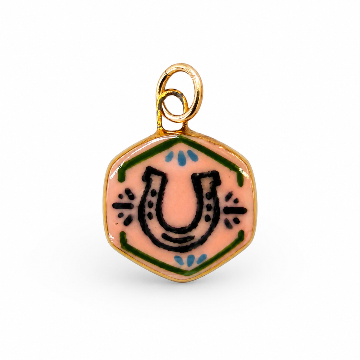 Cowboy Horseshoe Hexagon Colored Charm