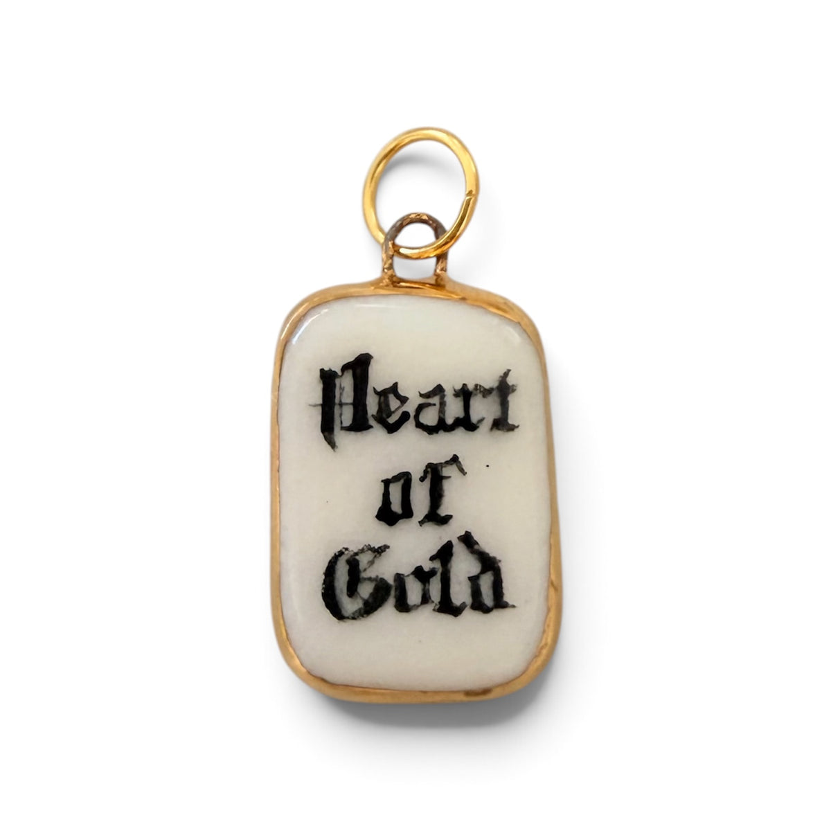 “Heart of Gold” Old English Rectangle Charm