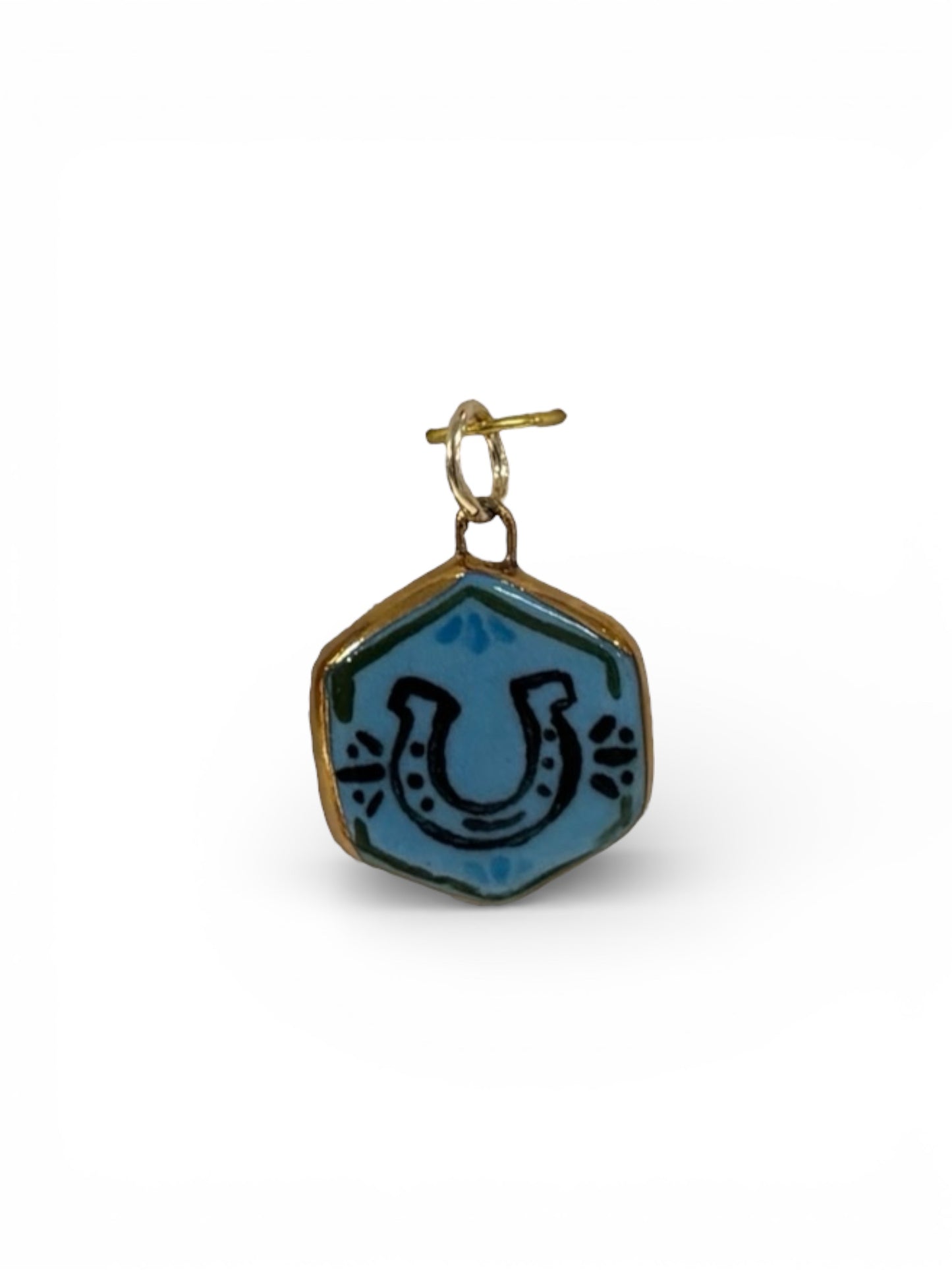 Cowboy Horseshoe Hexagon Colored Charm