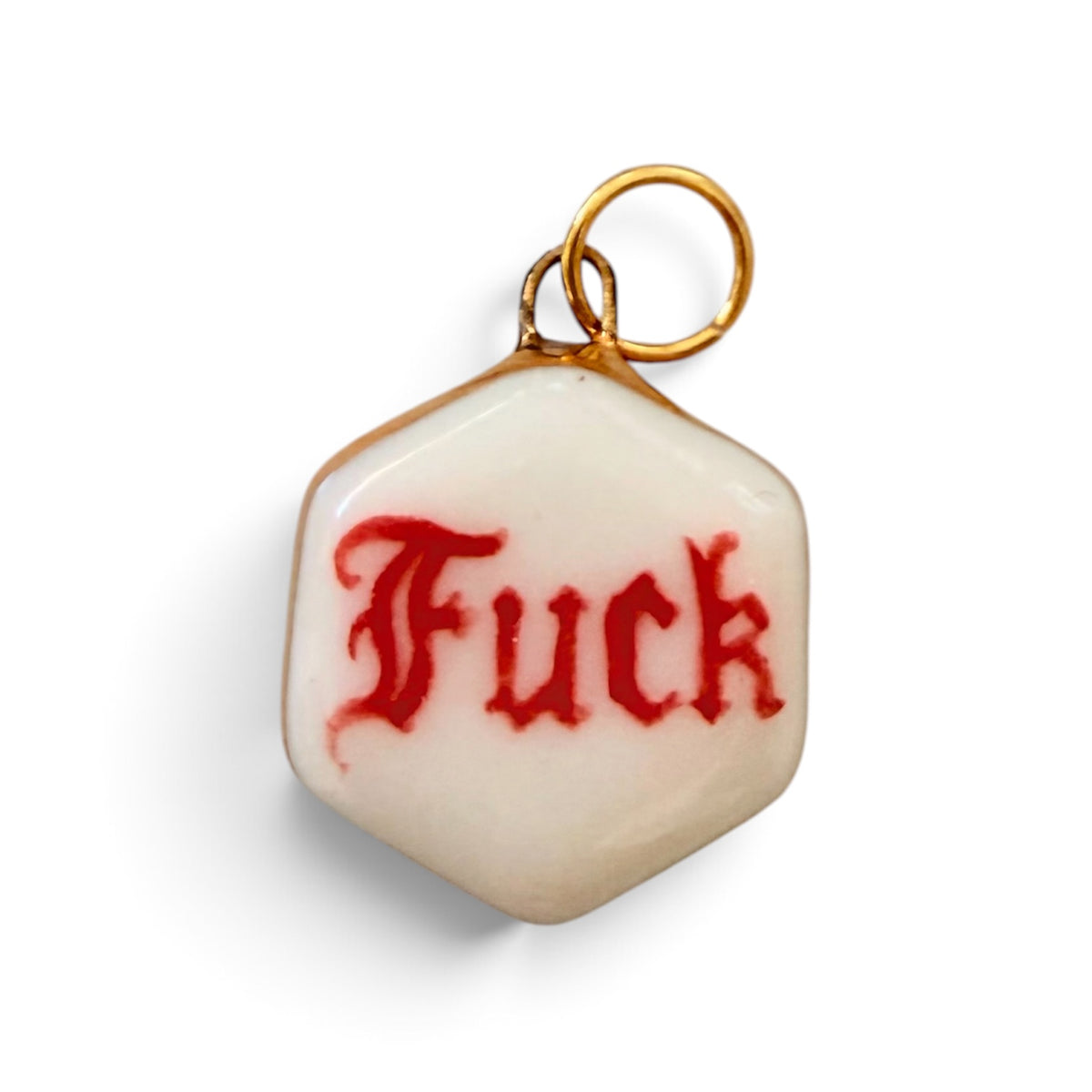 “Fuck” Old English Hexagon Charm