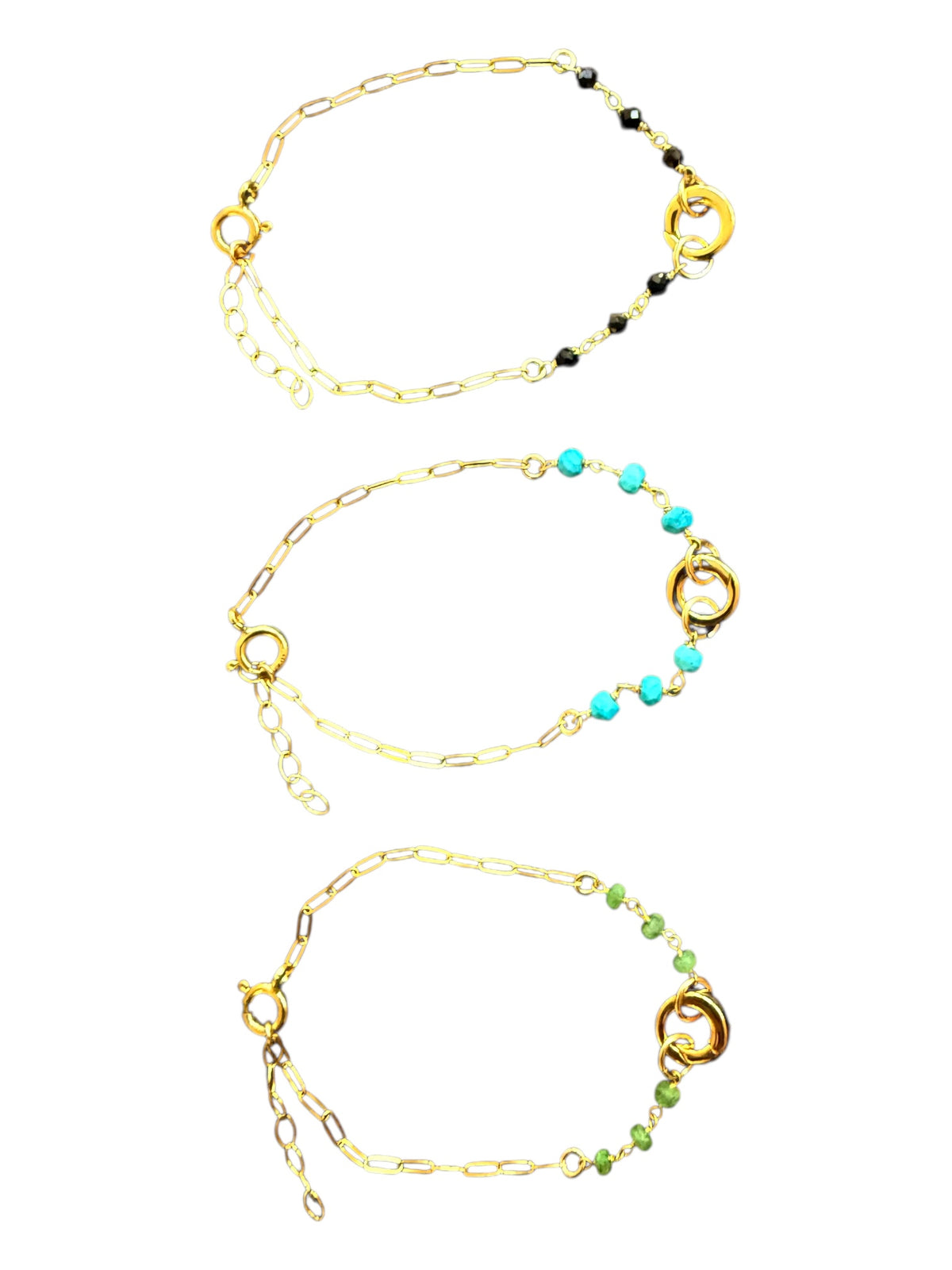 Beaded Gemstone Wire Wrap Half Beaded Half Paperclip Chain Bracelet