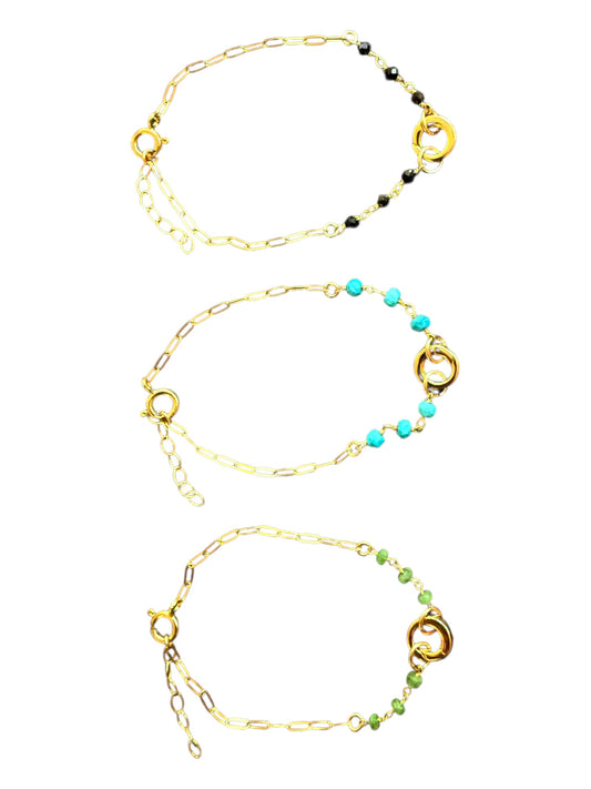 Wire Wrap Half Beaded Half Paperclip Chain Bracelet