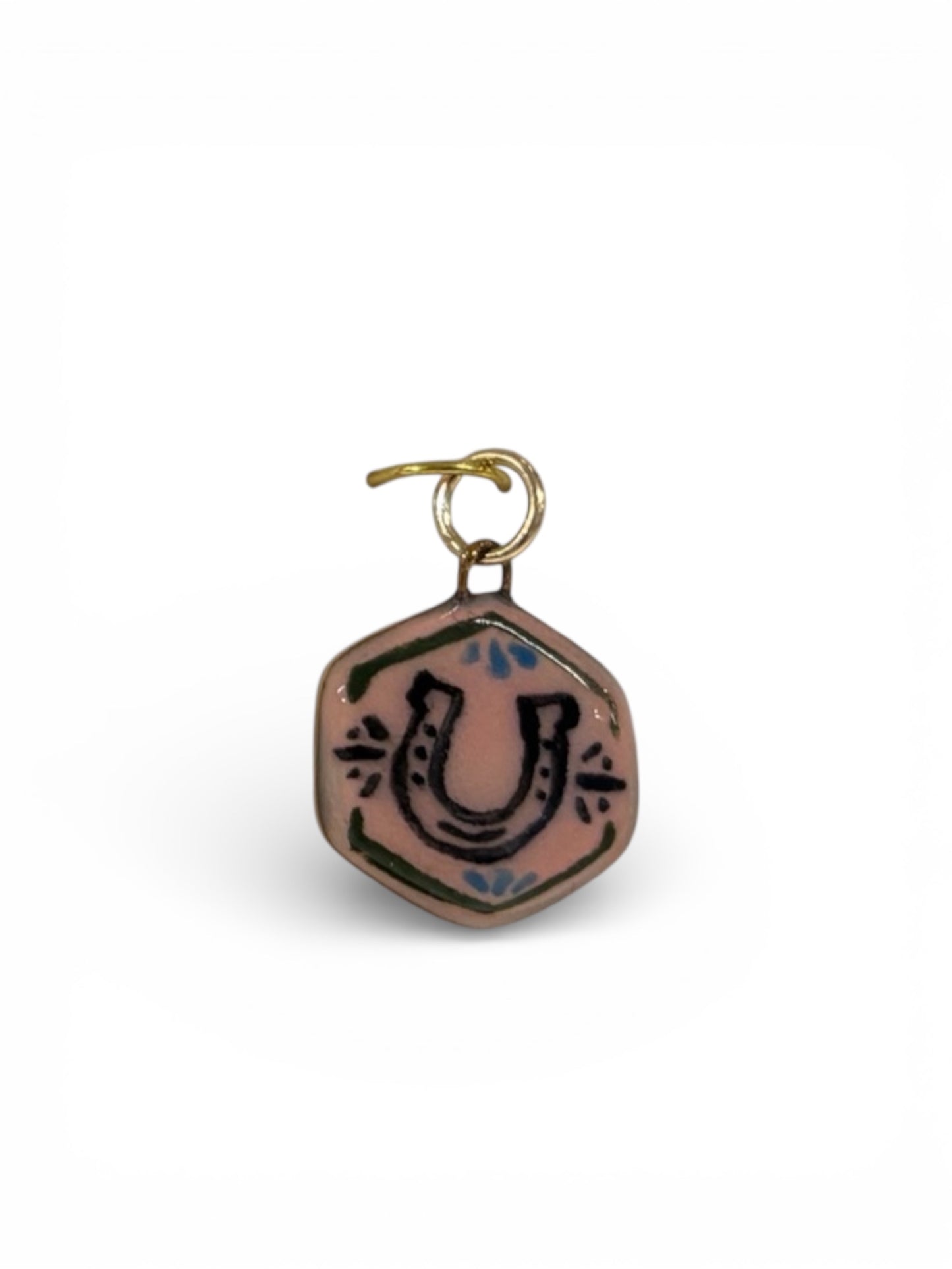 Cowboy Horseshoe Hexagon Colored Charm
