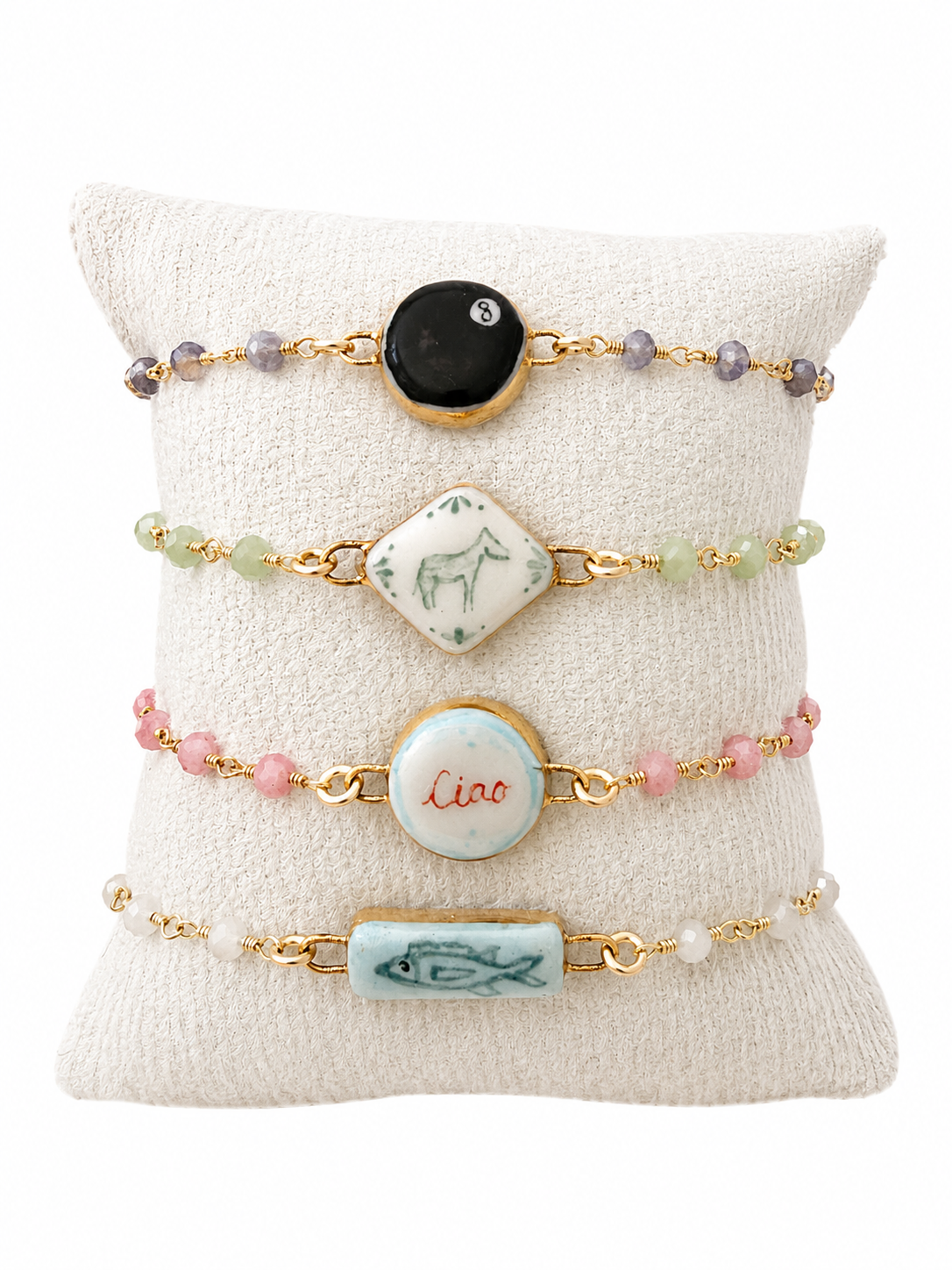 Charm on a Wire Wrap Gemstone Bracelet With Extender