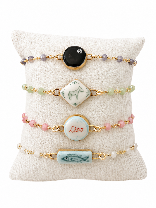 Charm on a Wire Wrap Gemstone Bracelet With Extender