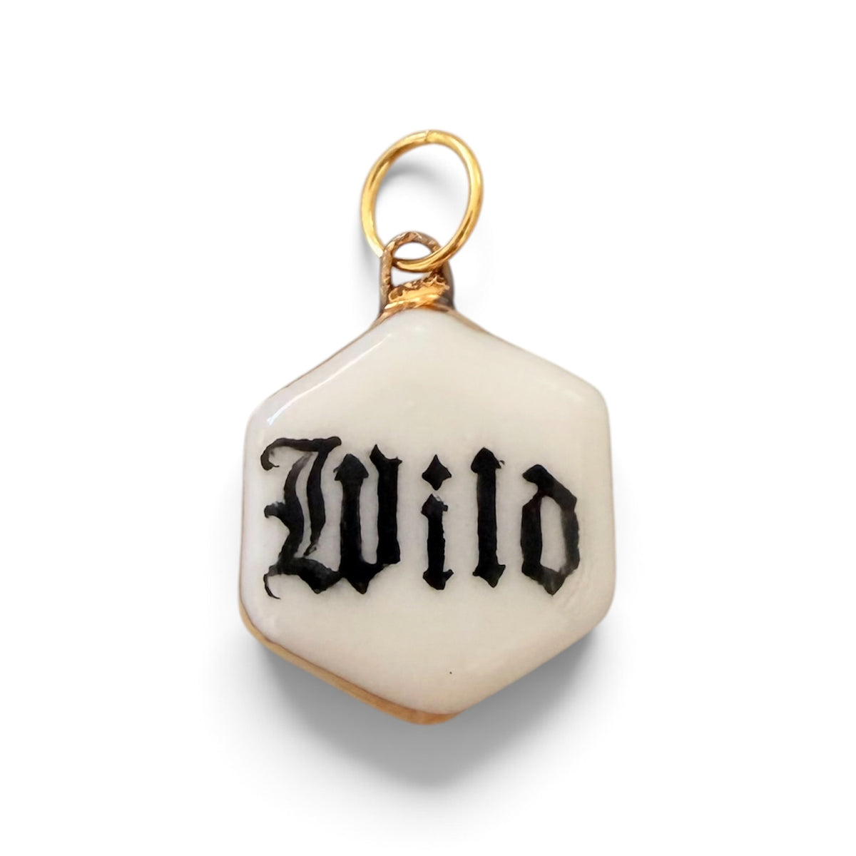 “Wild” Old English Hexagon Charm