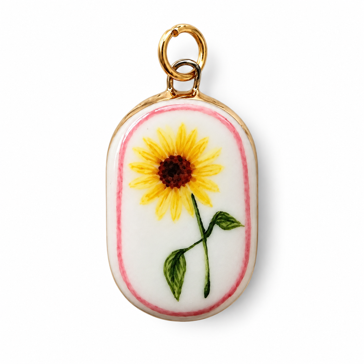 Sunflower Oval Charm