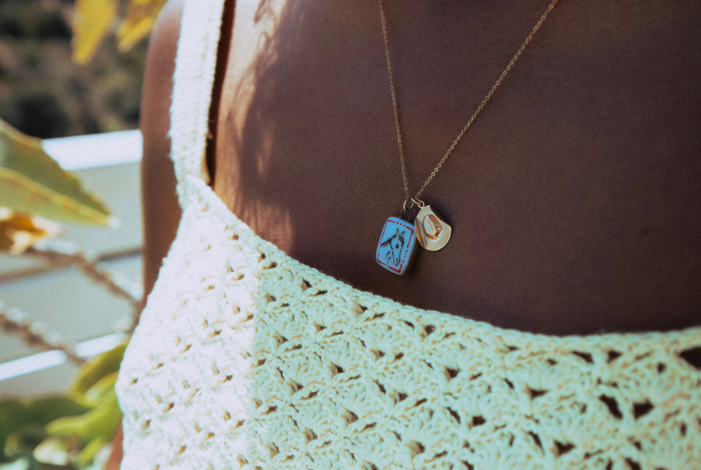 Yellow Horse Portrait Charm