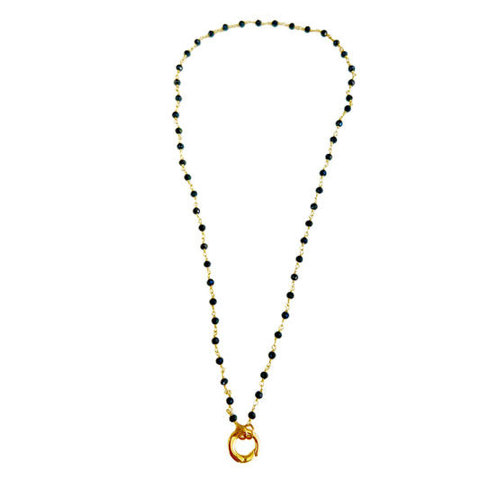 Black Beaded Gold-Filled Chain Necklace