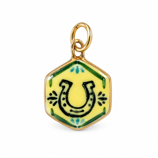 Cowboy Horseshoe Hexagon Colored Charm