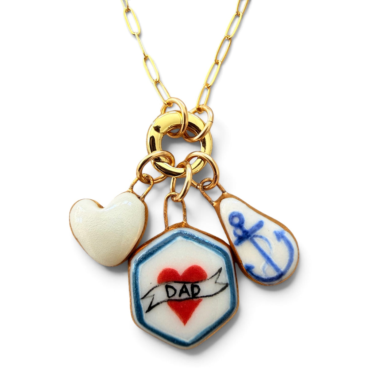 Dad Tattoo Style Heart Charm