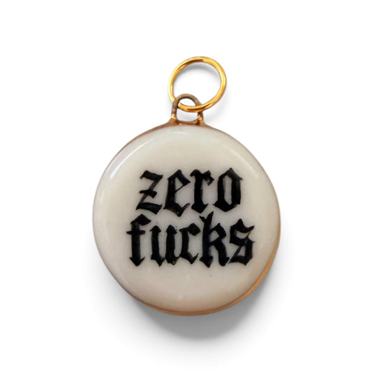 “Zero Fucks” Old English Circle Charm