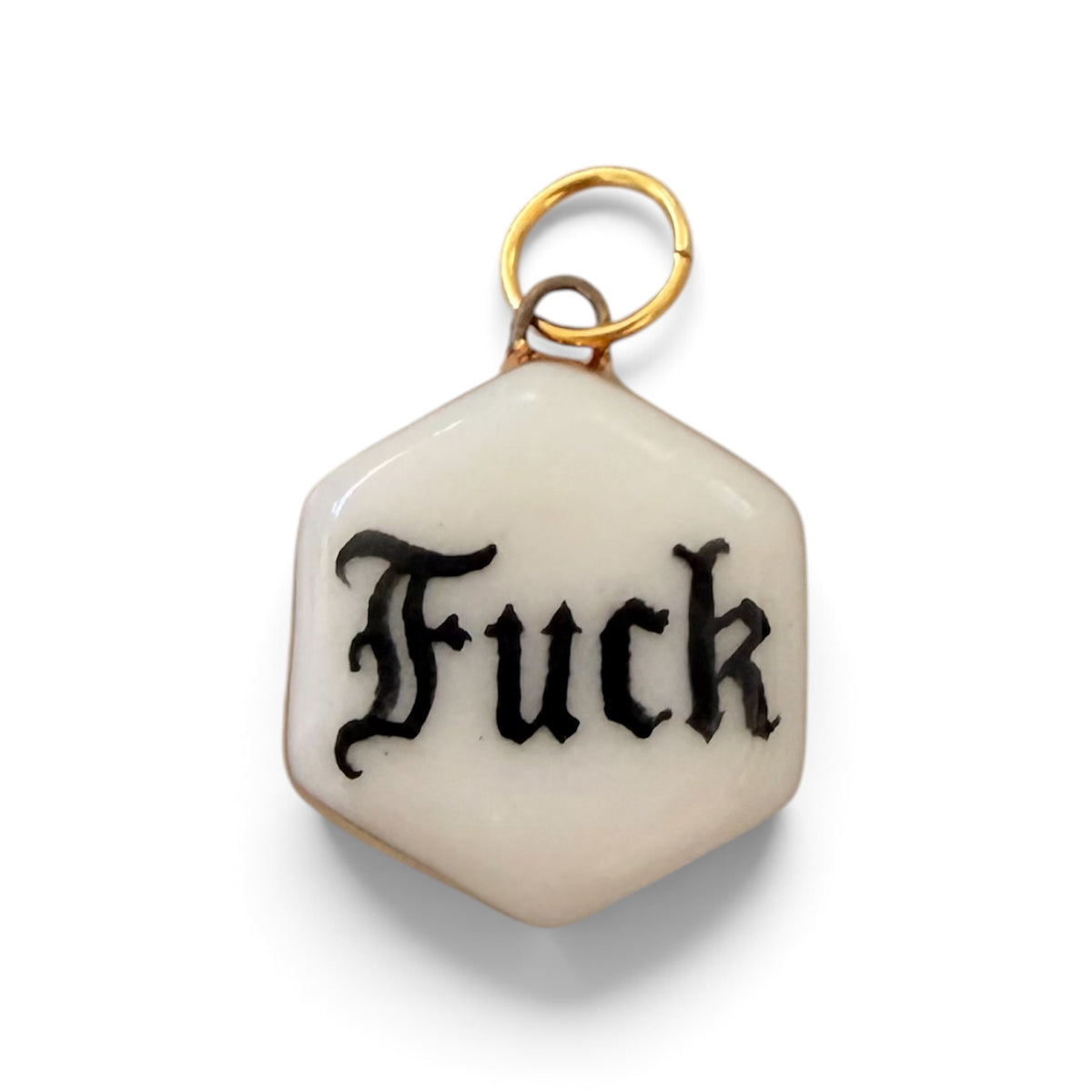 “Fuck” Old English Hexagon Charm