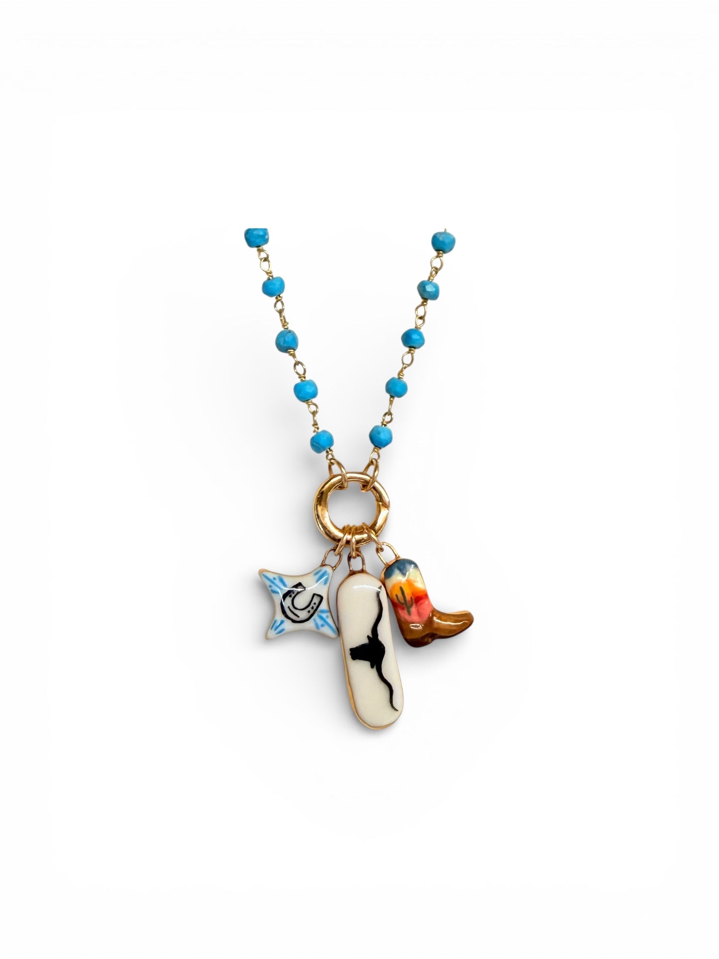 Wire Wrap Gemstone Charm Holder Necklace With Extender