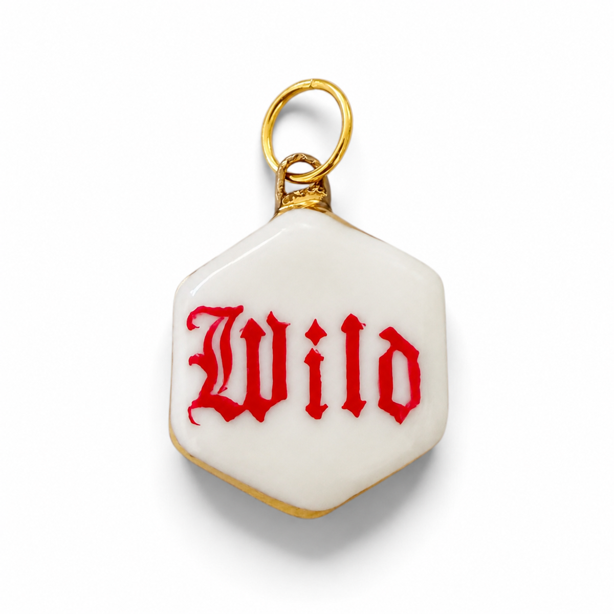 “Wild” Old English Hexagon Charm