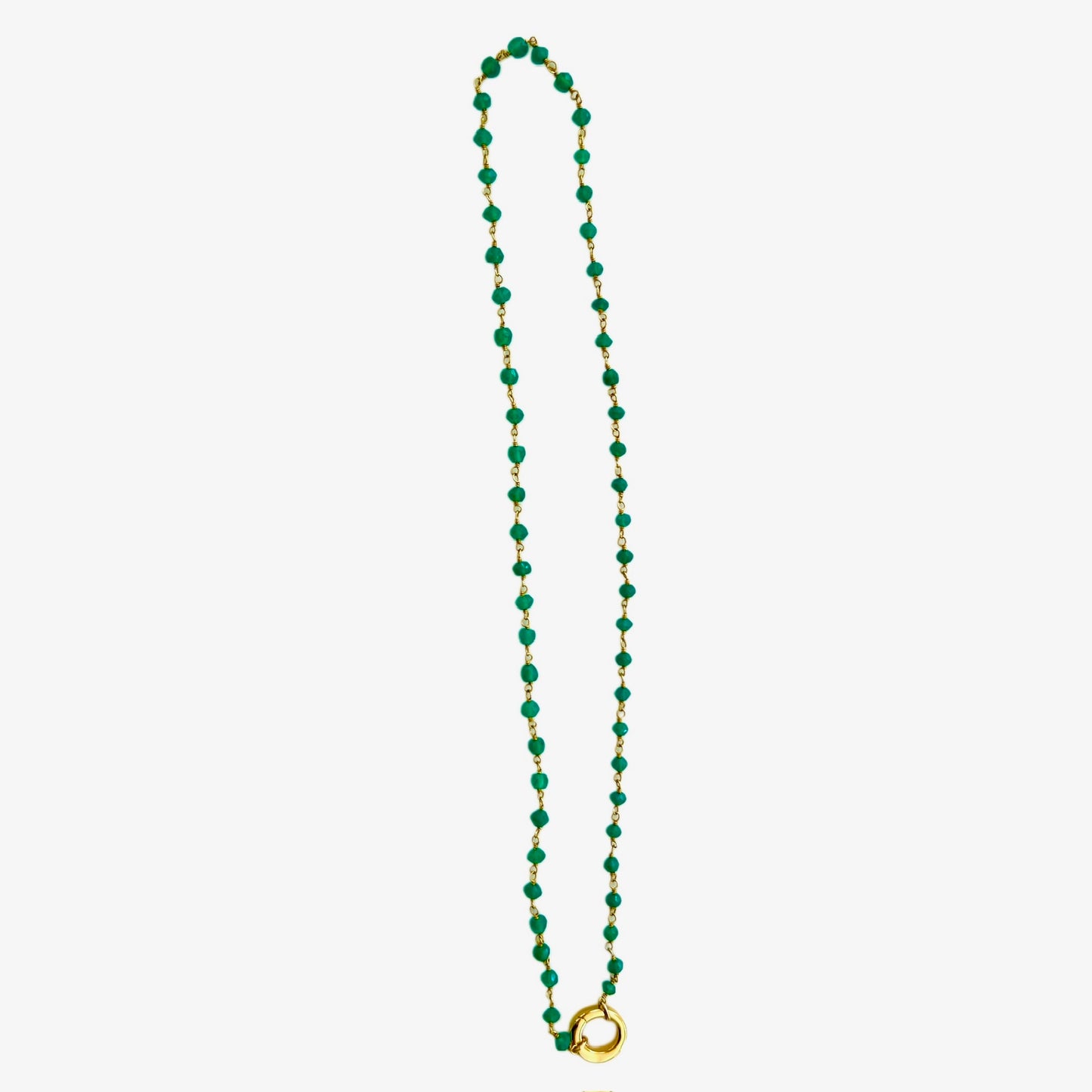 Green Beaded Gold-Filled Chain Necklace