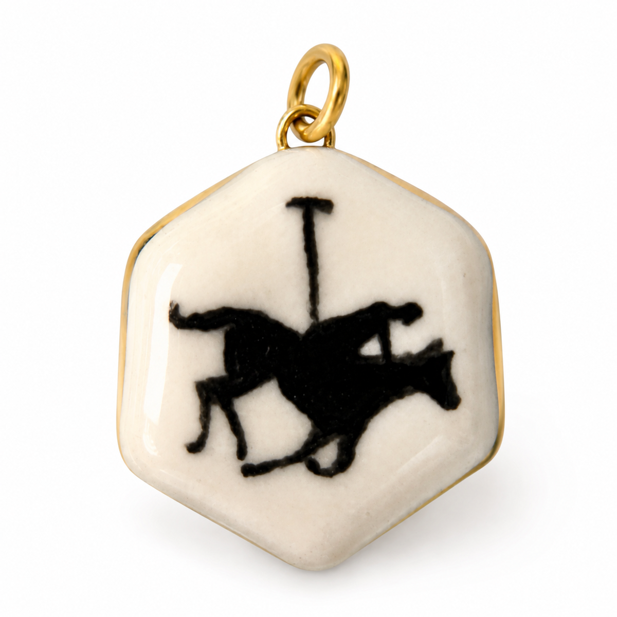 Polo Silhouette Hexagon Charm