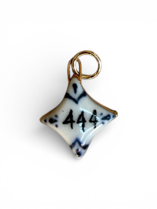 444 Angel Number 4-Point Star Charm