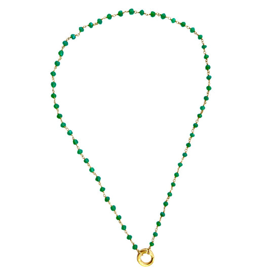 Green Beaded Gold-Filled Chain Necklace
