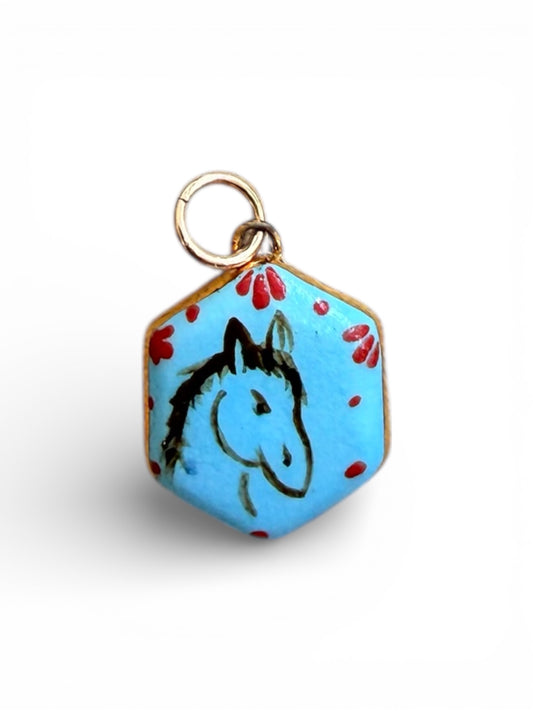 Blue Horse Portrait Charm