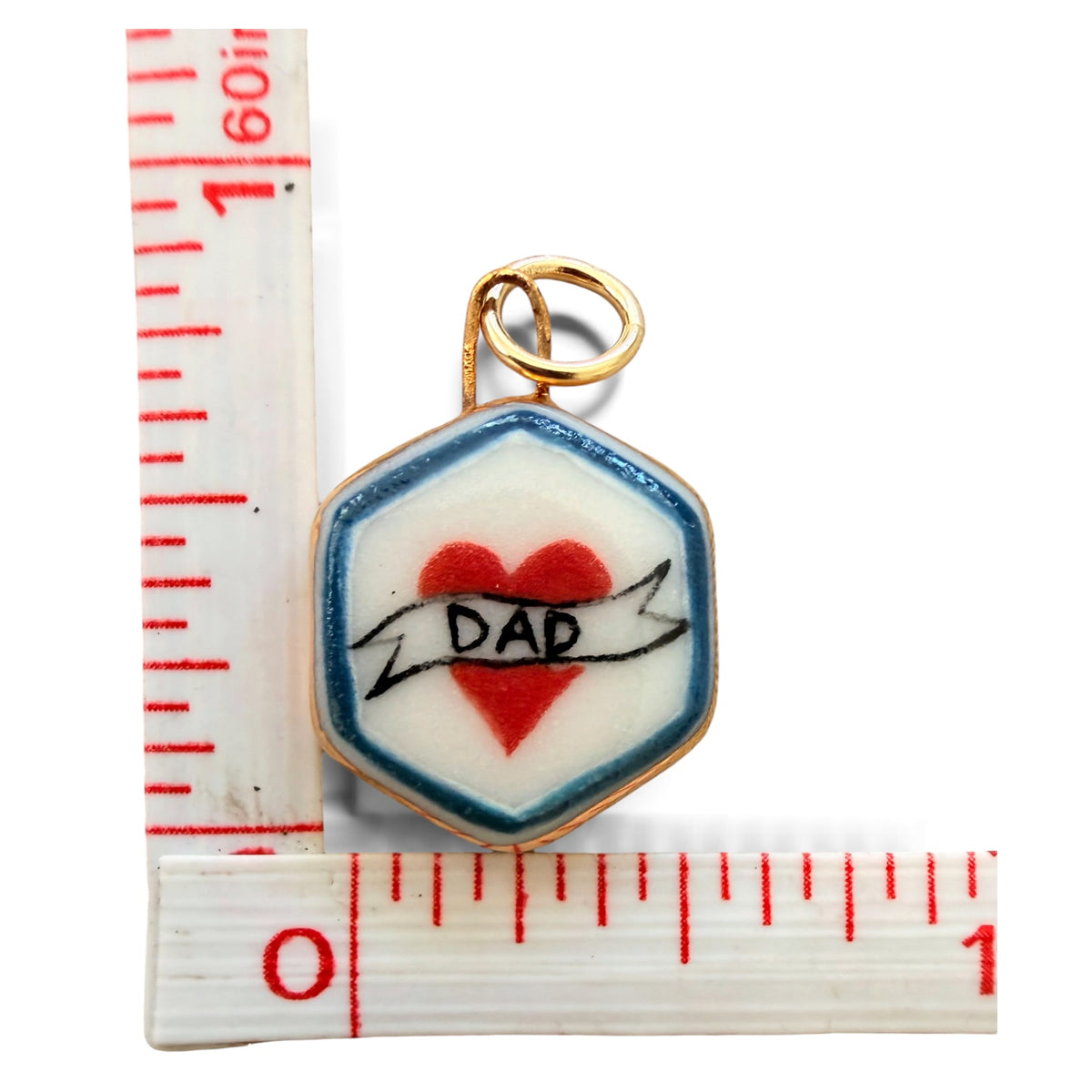 Dad Tattoo Style Heart Charm