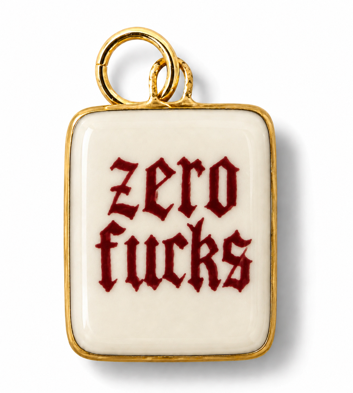 “Zero Fucks” Old English Square Charm