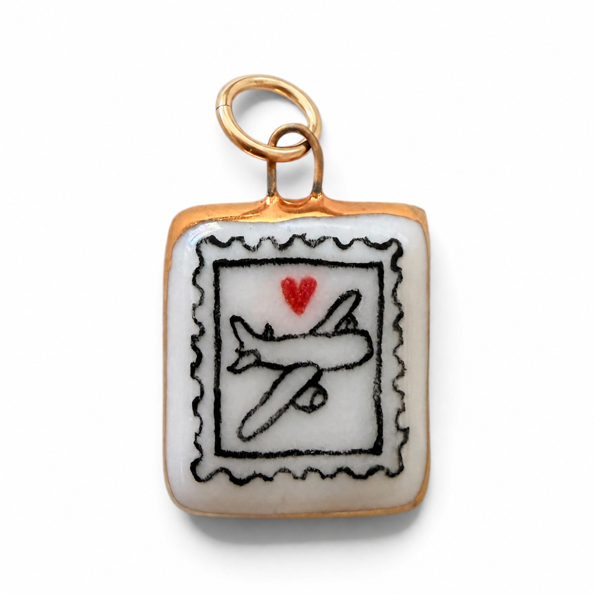 Plane Stamp Square Charm