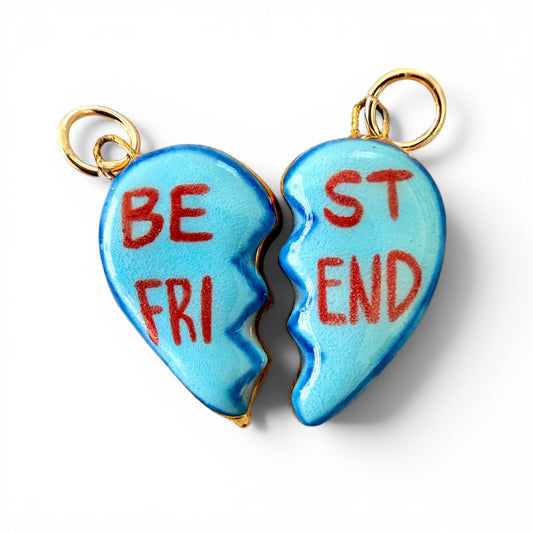 Best Friend Shared Heart Charm
