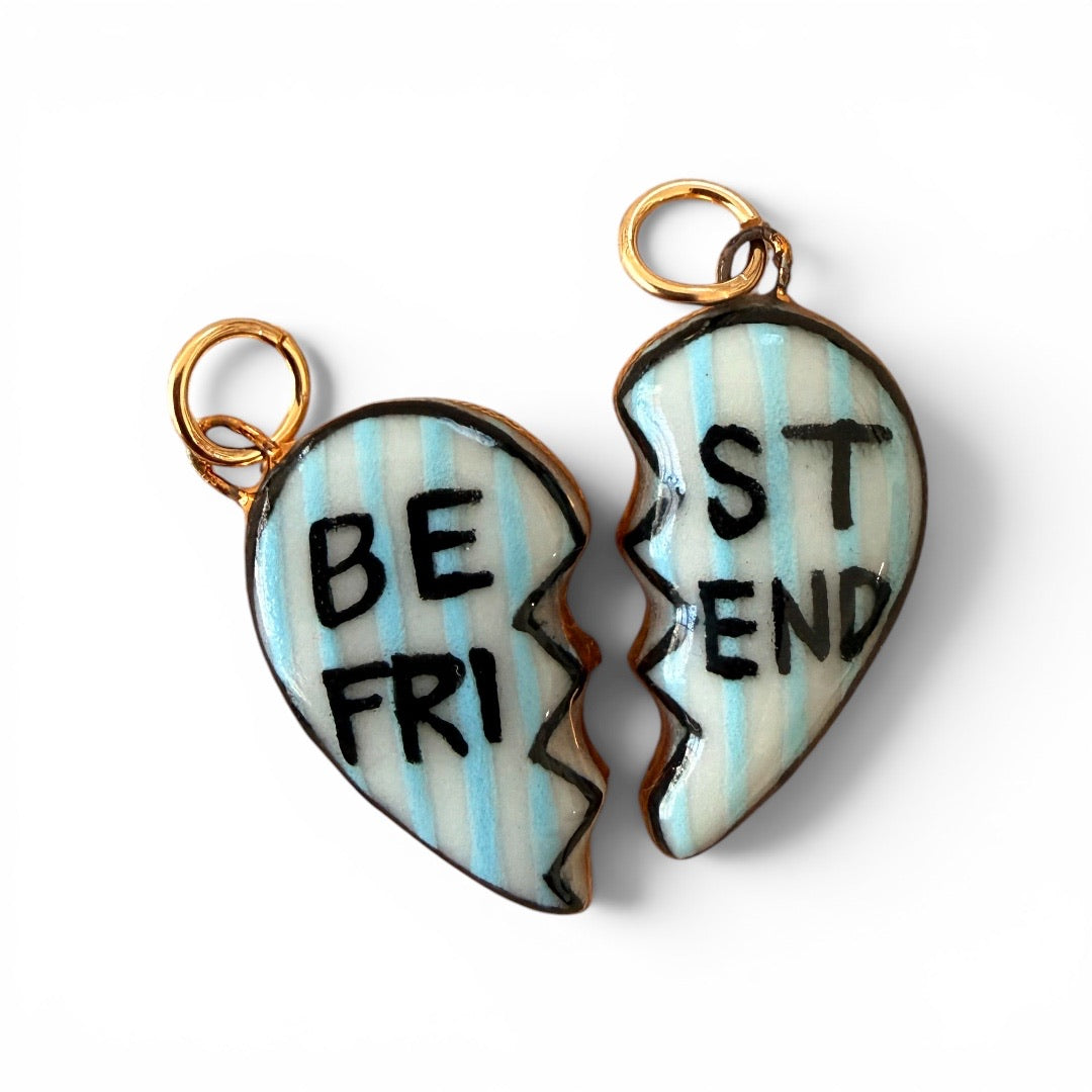 Best Friend Shared Heart Charm