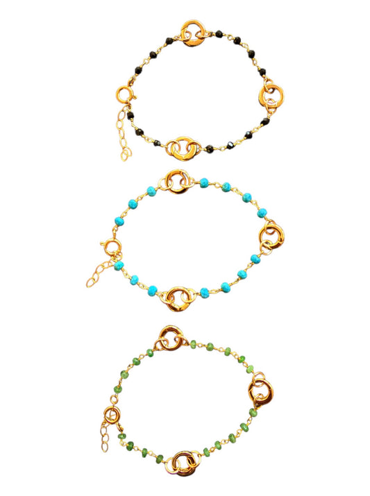 Wire Wrap Three Charm Holder Bracelet w/ Extender
