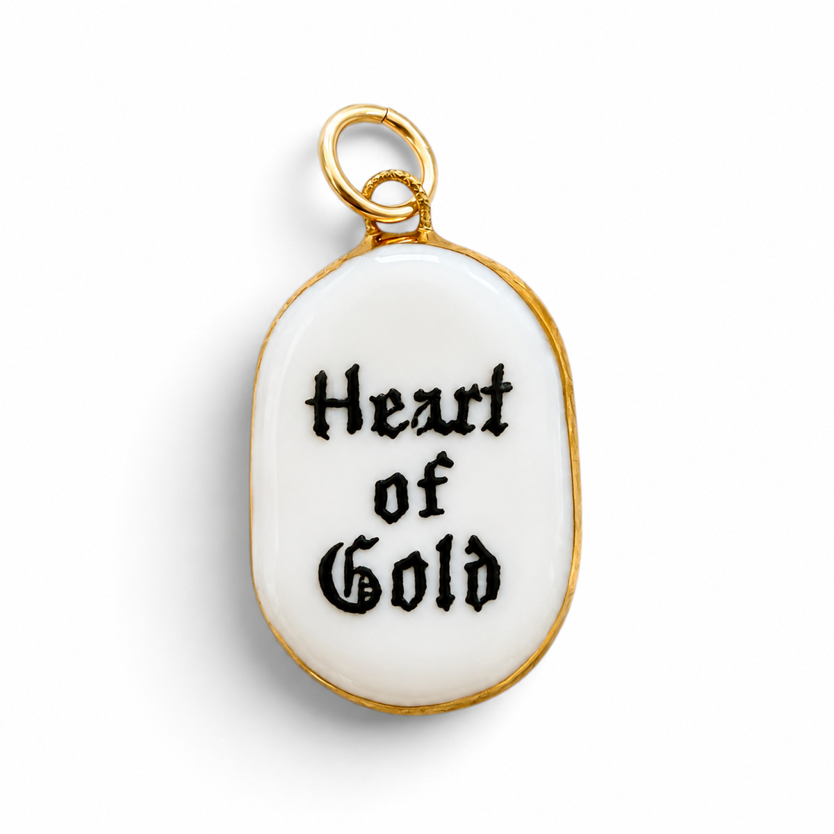 “Heart of Gold” Old English Oval Charm