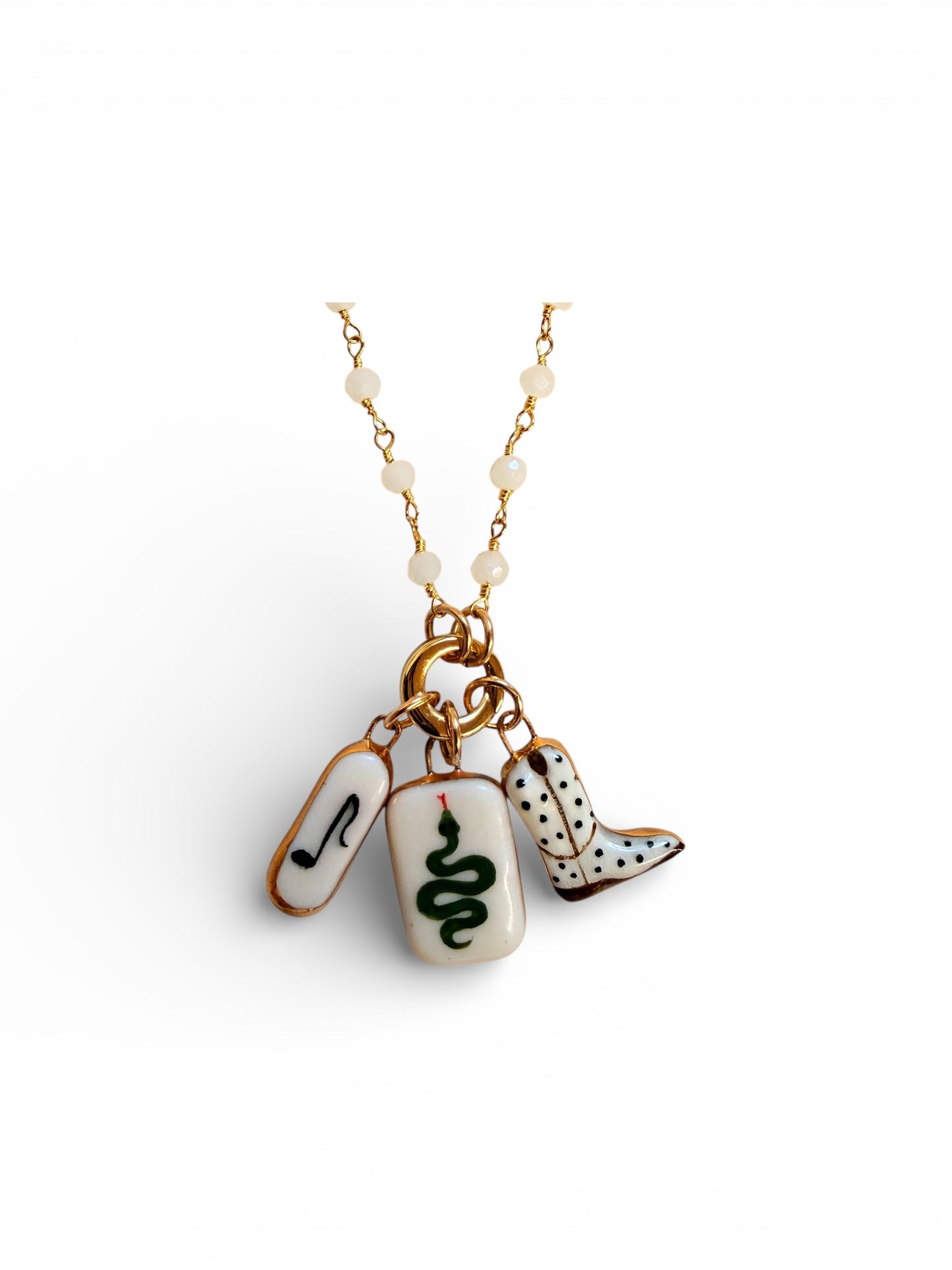 Wire Wrap Gemstone Charm Holder Necklace With Extender