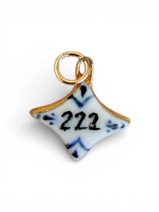 222 Angel Number 4-Point Star Charm