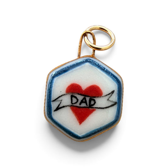 Dad Tattoo Style Heart Charm