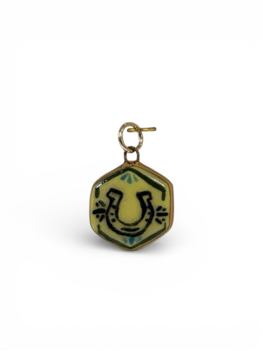 Cowboy Horseshoe Hexagon Colored Charm
